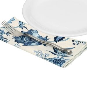 DECORATIVE THINGS 6-pcs Jacobean Floral Blue and White Cloth Napkins #1002255A